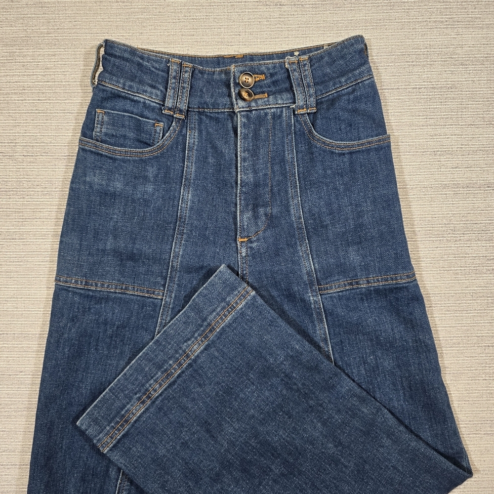 Pilcro High-Waist Cropped Wide-Leg Jeans in Dark Blue - Picture 2 of 10